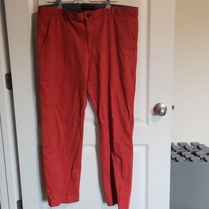 US Polo Orange Flat Front Chinos Khakis 36x30 Embroidered‎ Logo Pockets Stretch